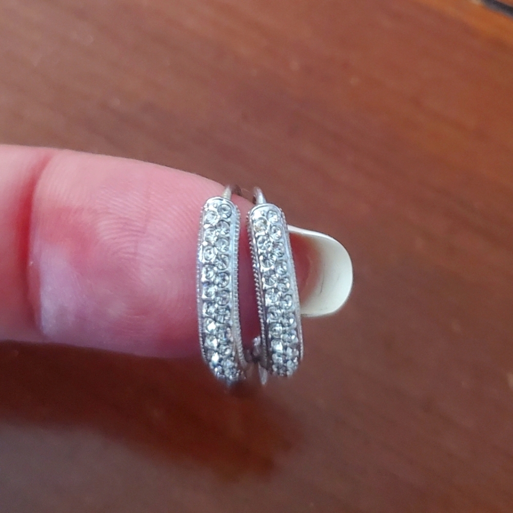 Elegant Silver CZ Hoop Earrings